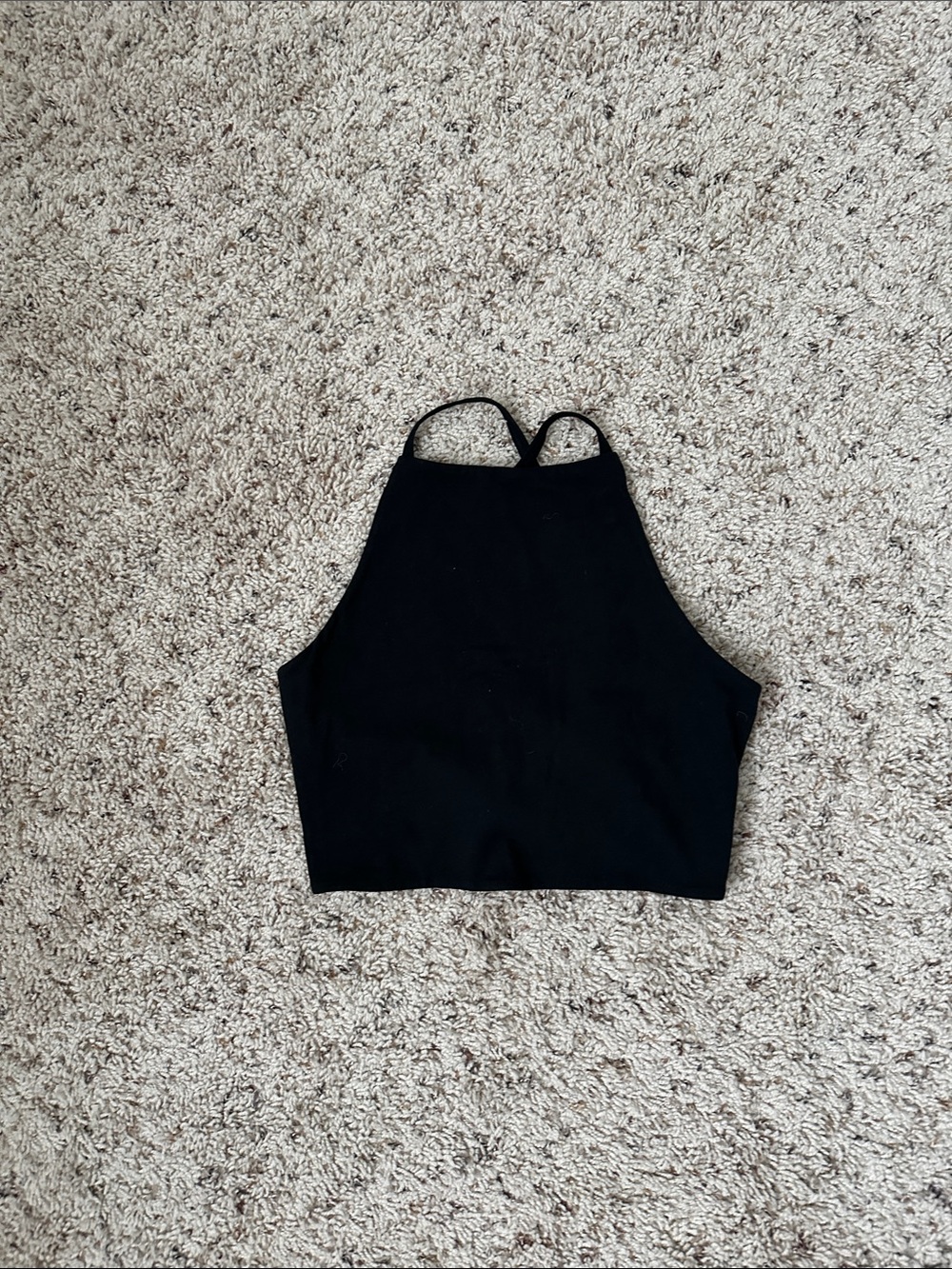 Hollister Black High-Neck Halter Crop Top